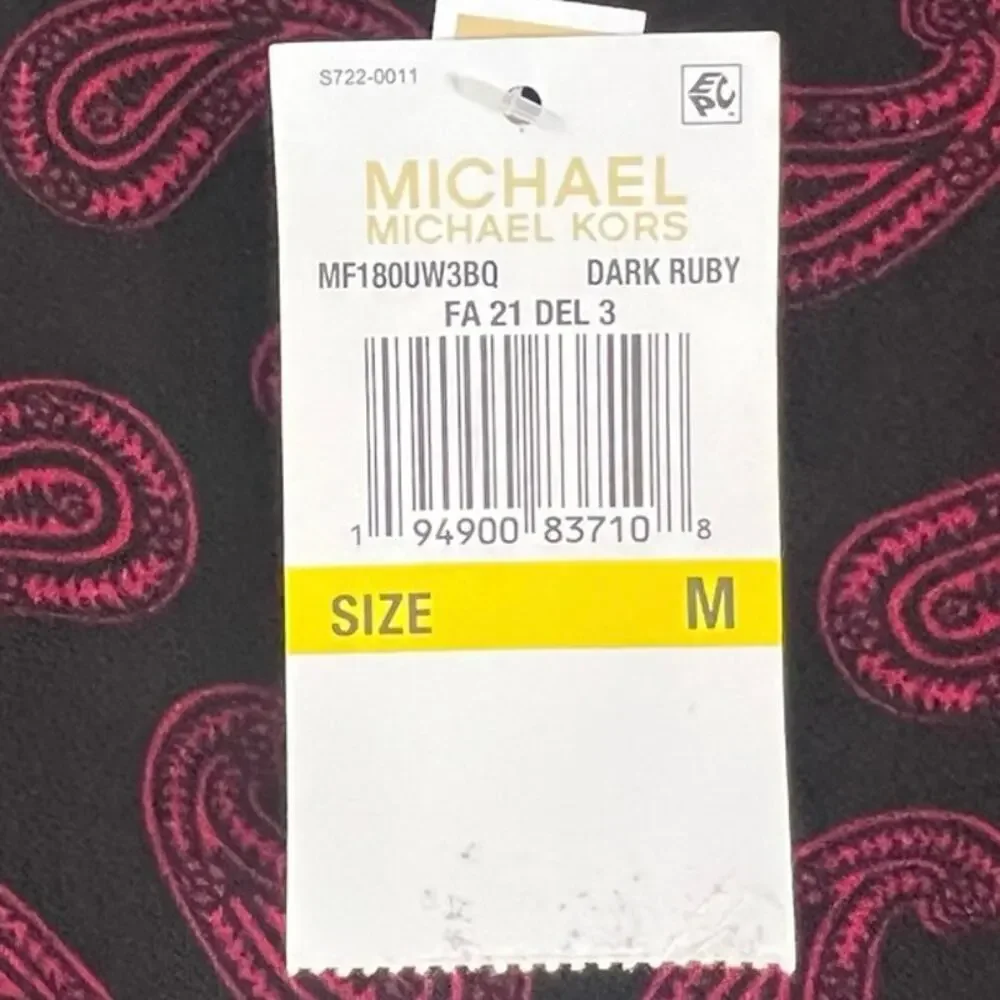 Michael Kors Dropped Waist Dress Women’s Sz M Dark Ruby Paisley Print NWT Boho